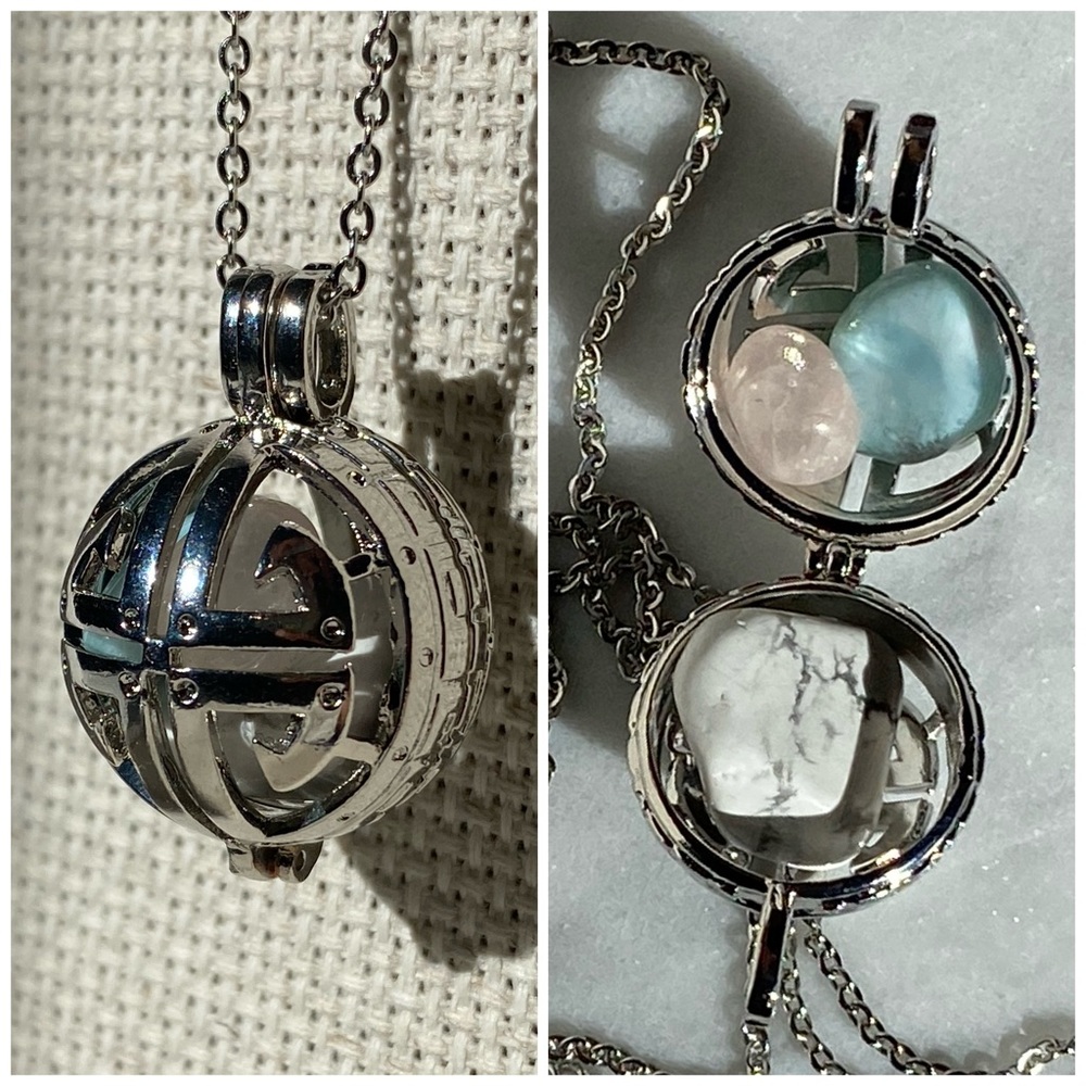 Medallion Necklace: Rose Quartz • Howlite • Larimar